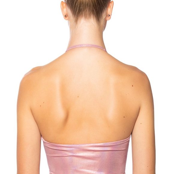 Stasia 3006 Pretty in Pink Metallic Sleeveless Bodysuit L XL - Picture 2 of 8